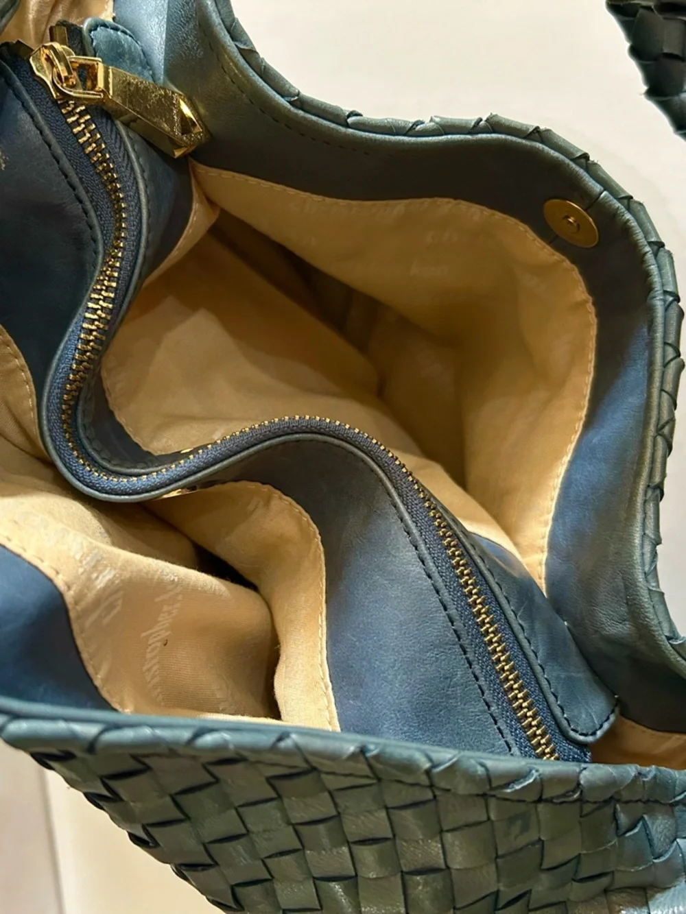 Christopher Kon Woven Leather Hobo Shoulder Bag in Blue